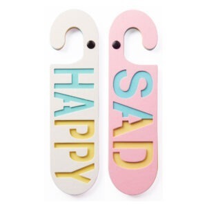 deurhanger happy sad wit roze