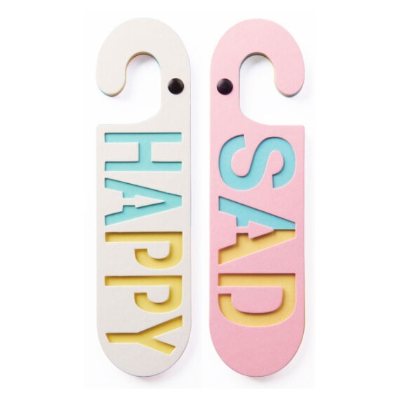 deurhanger happy sad wit roze