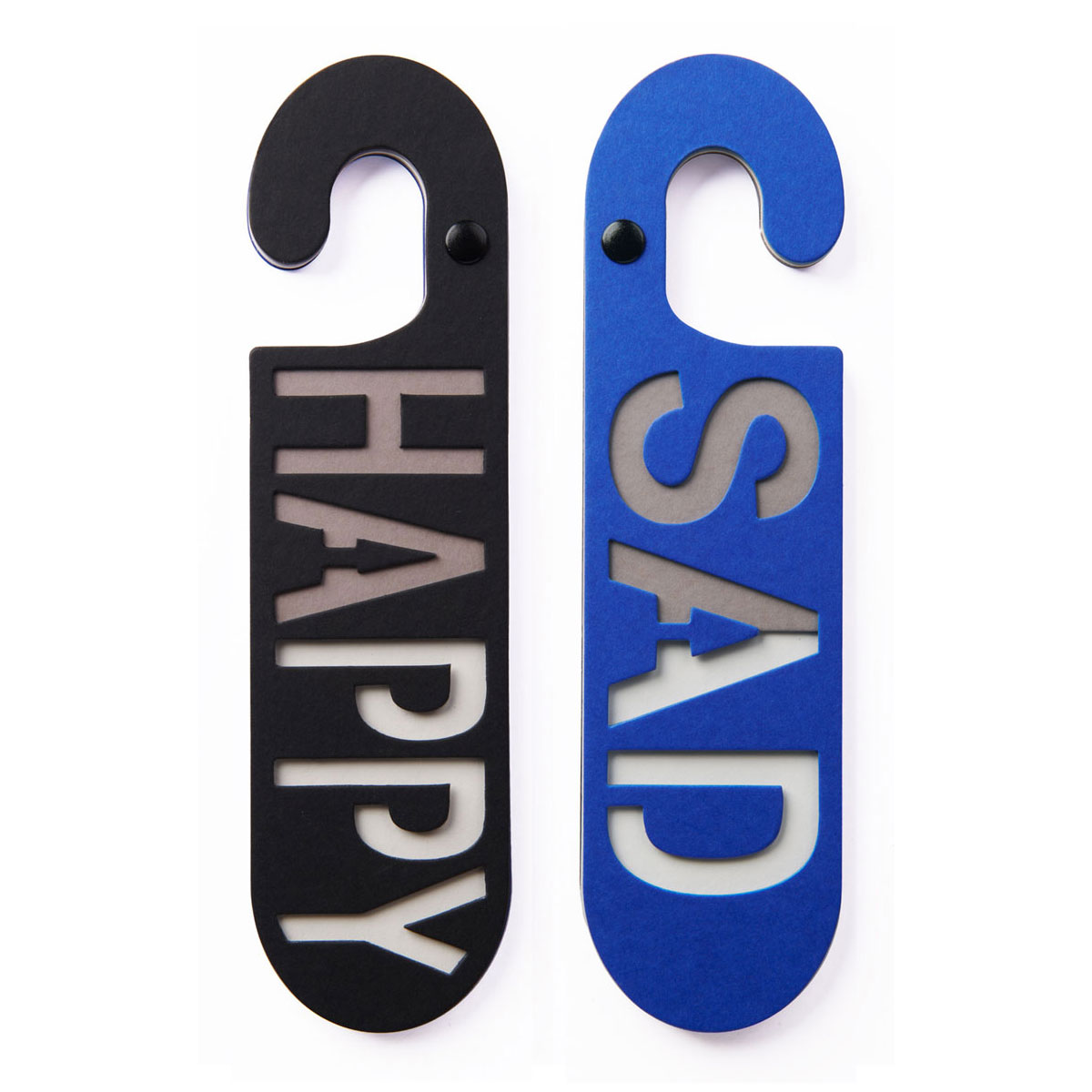 deurhanger happy sad zwart blauw