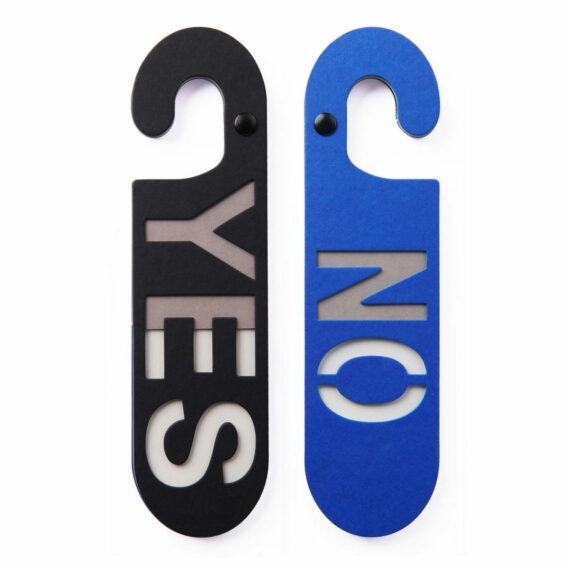 deurhanger yes no zwart blauw